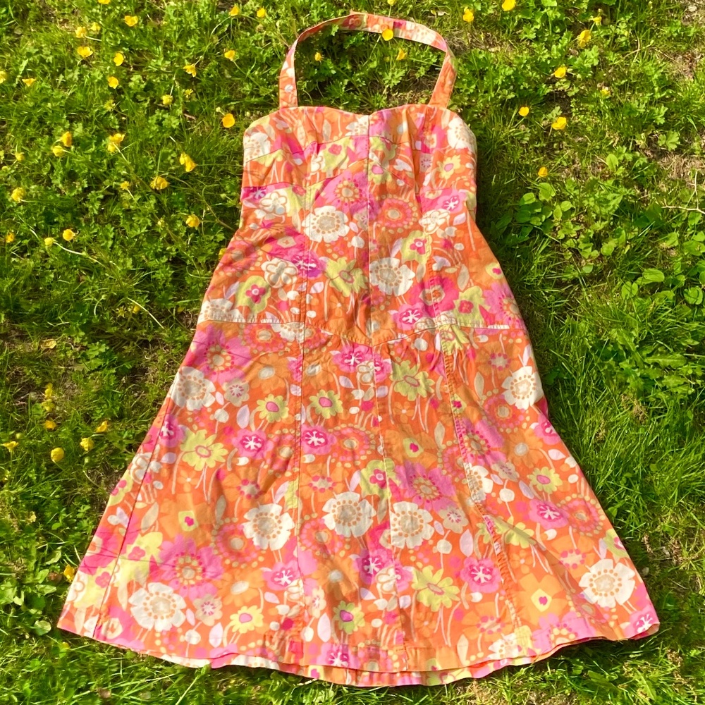 Sigrid Olsen Floral halter dress 🌺🍑💙
